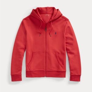 Polo Ralph Lauren Mens Starboard red double knit full zip hoodie in size XL.